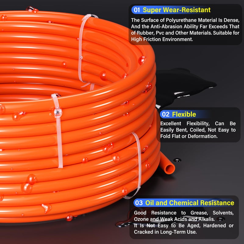 TAILONZ PNEUMATIC Orange 8mm or 5/16 OD 5mm ID Polyurethane PU Air Hose Pipe Tube Kit 10 Meter 32.8ft - Image 3